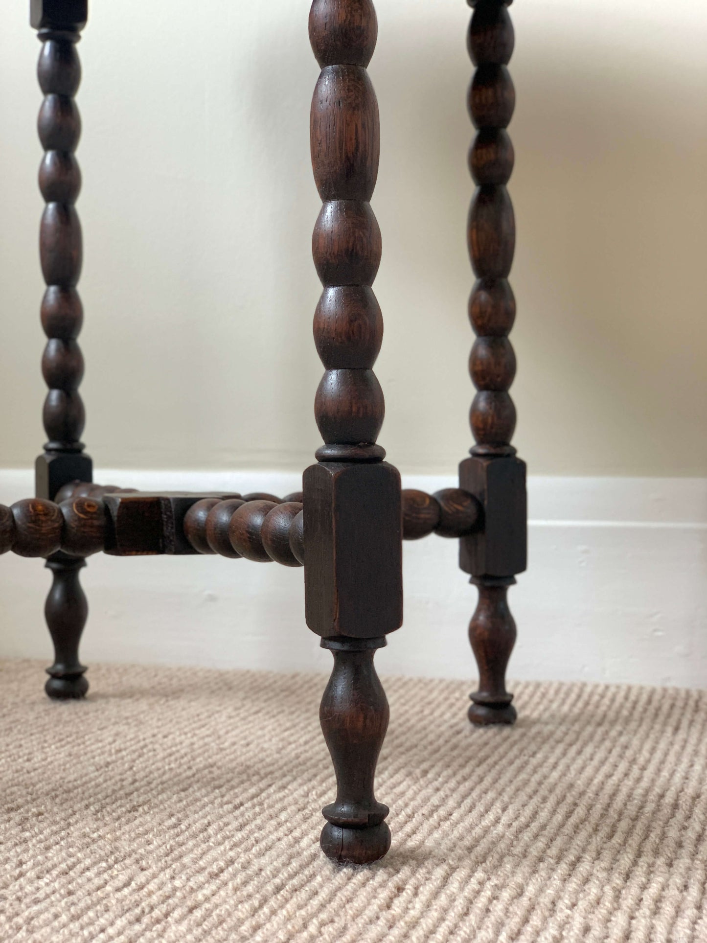 French antique bobbin circular side table