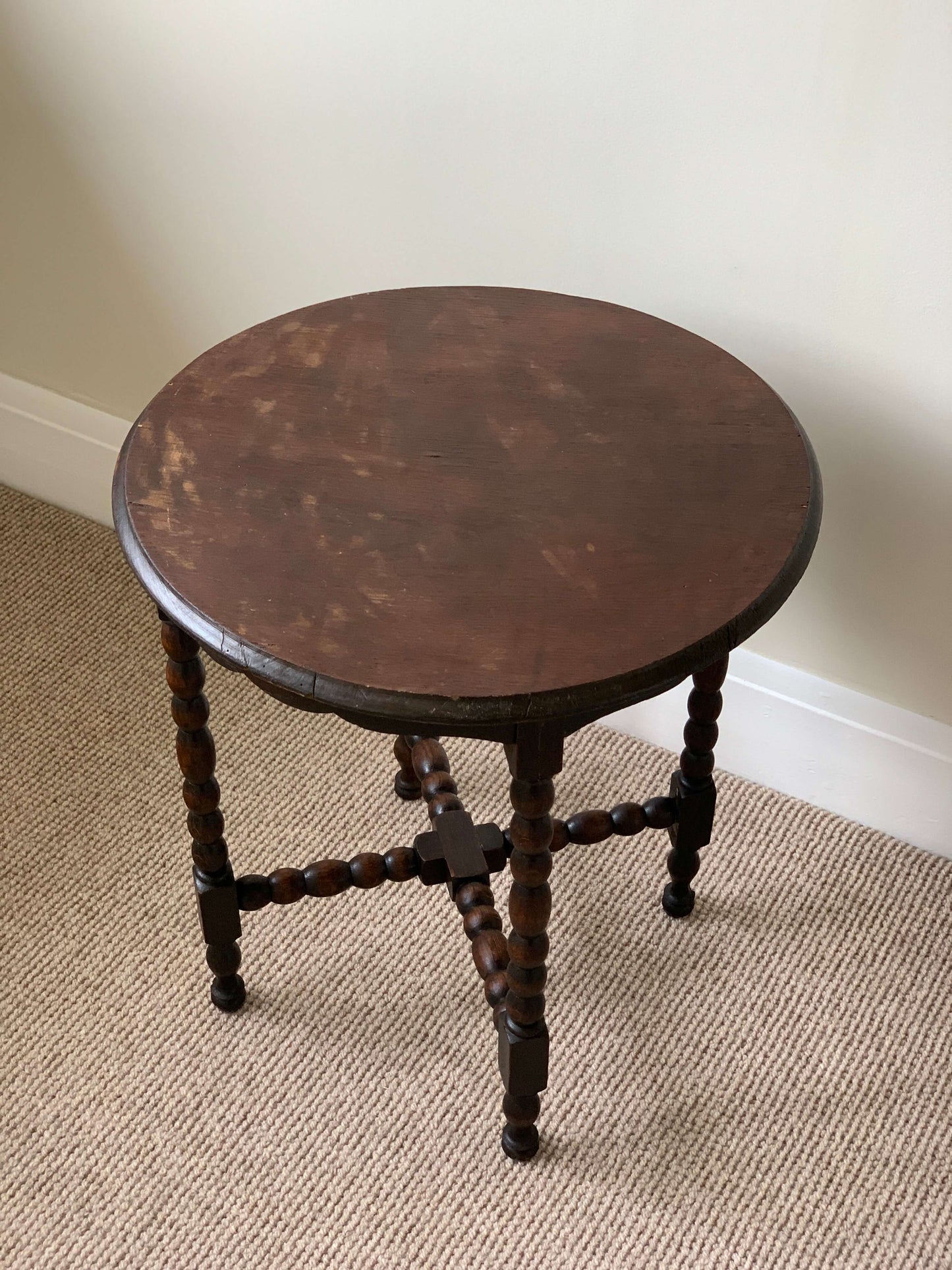 French antique bobbin circular side table