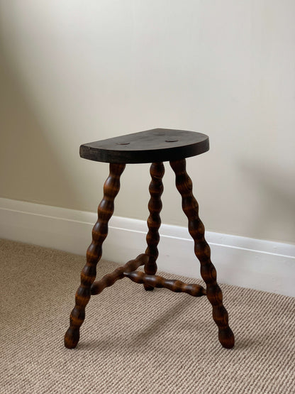 French antique medium bobbin stool