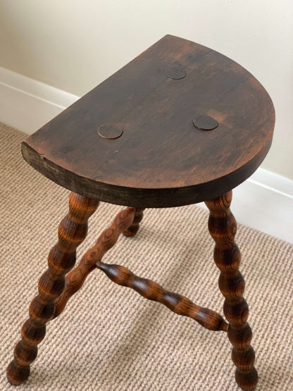 French antique medium bobbin stool