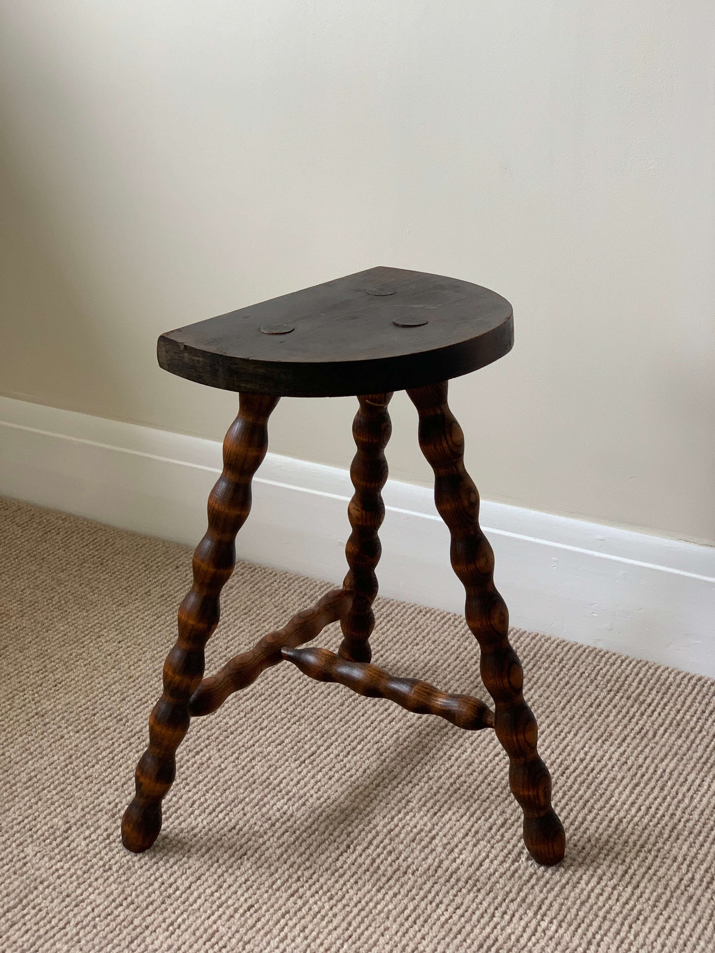 French antique medium bobbin stool