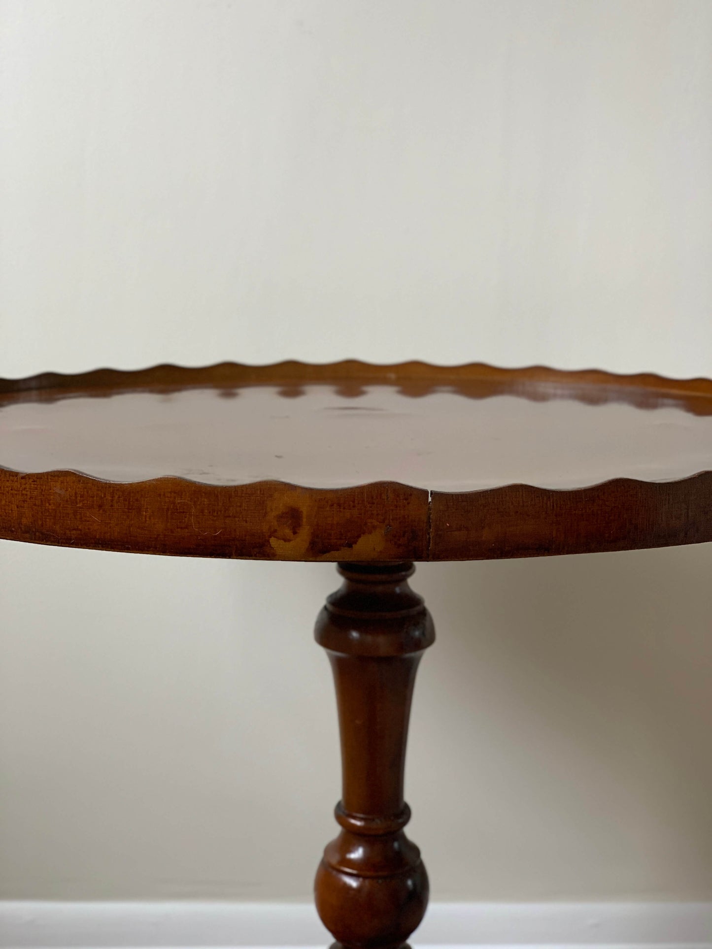 Vintage scallop-edged side table