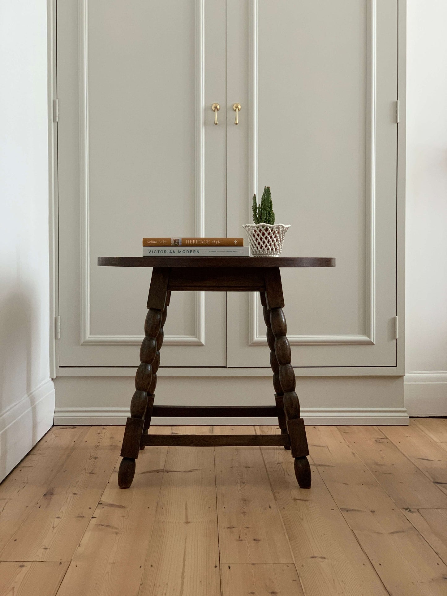 French antique circular bobbin table