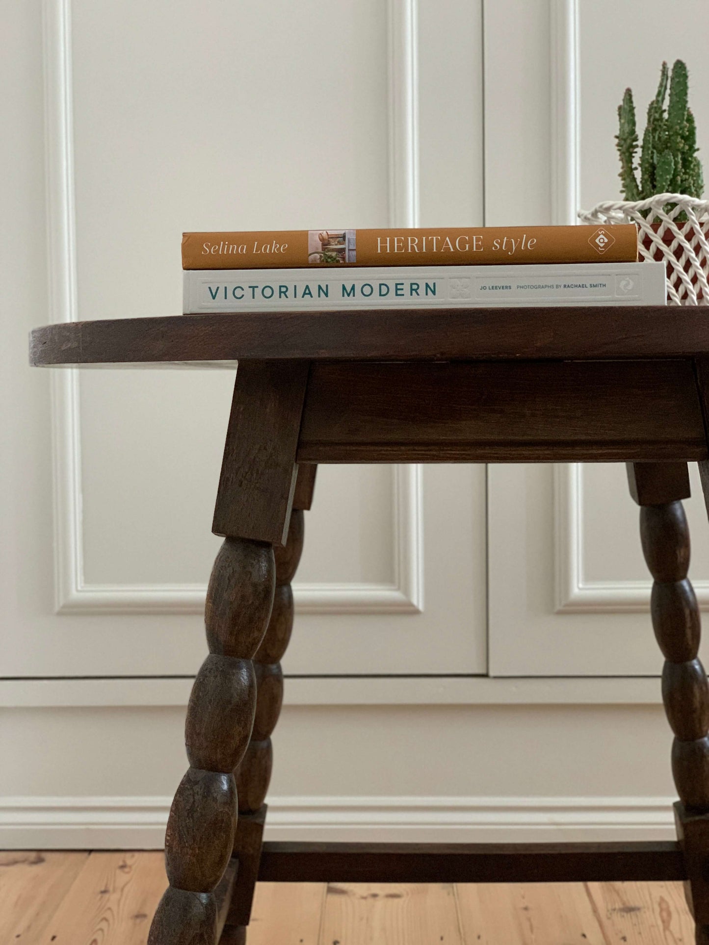 French antique circular bobbin table