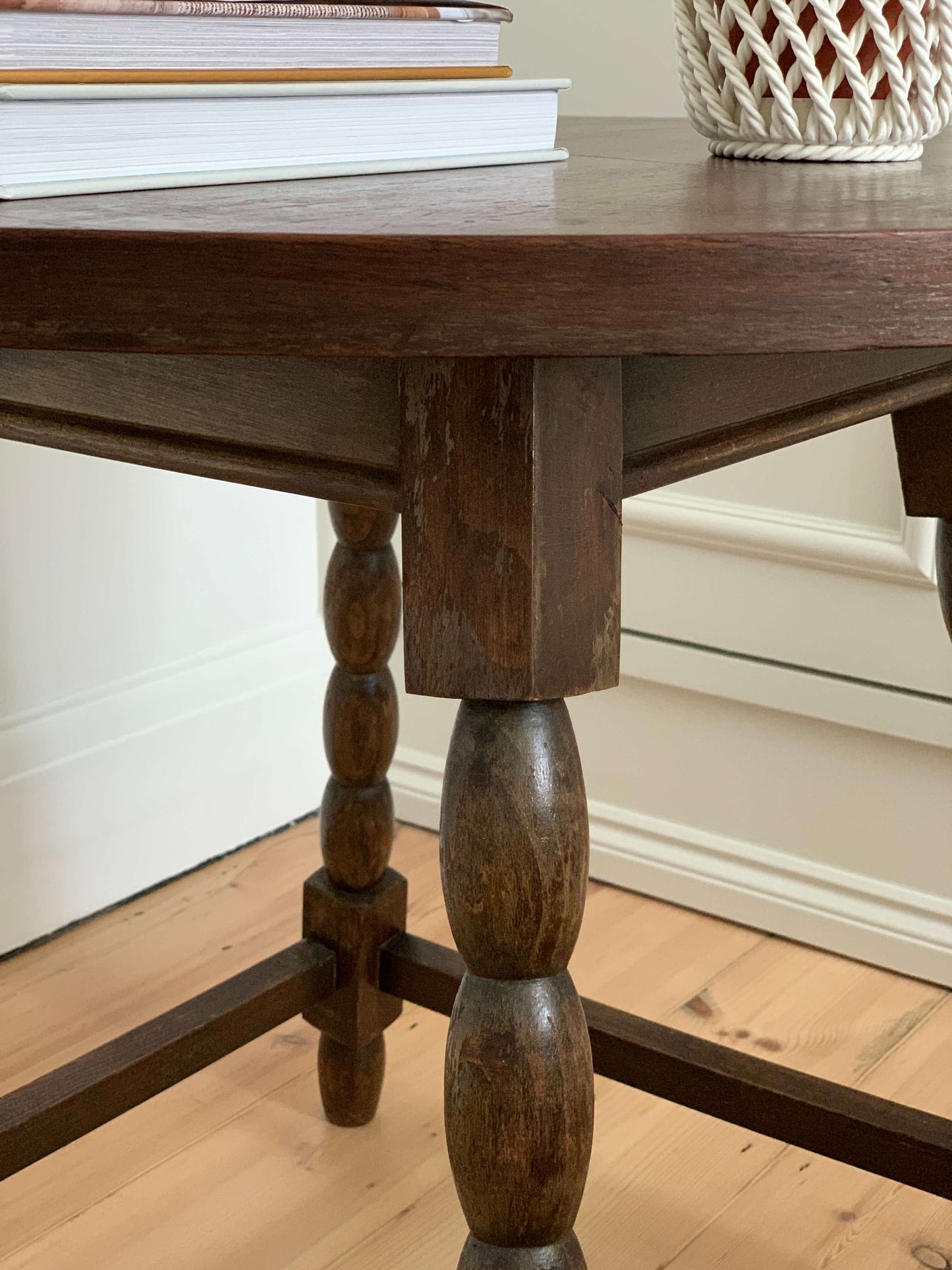 French antique circular bobbin table