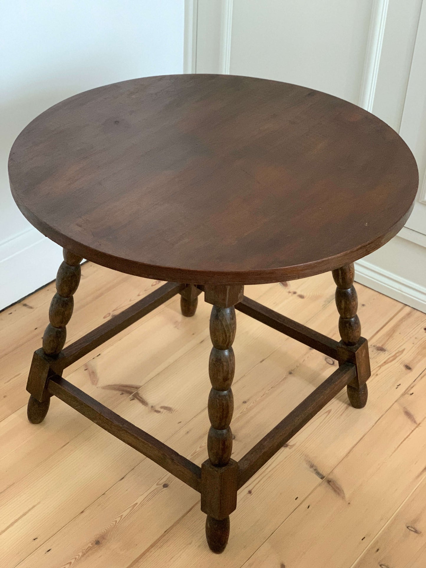 French antique circular bobbin table