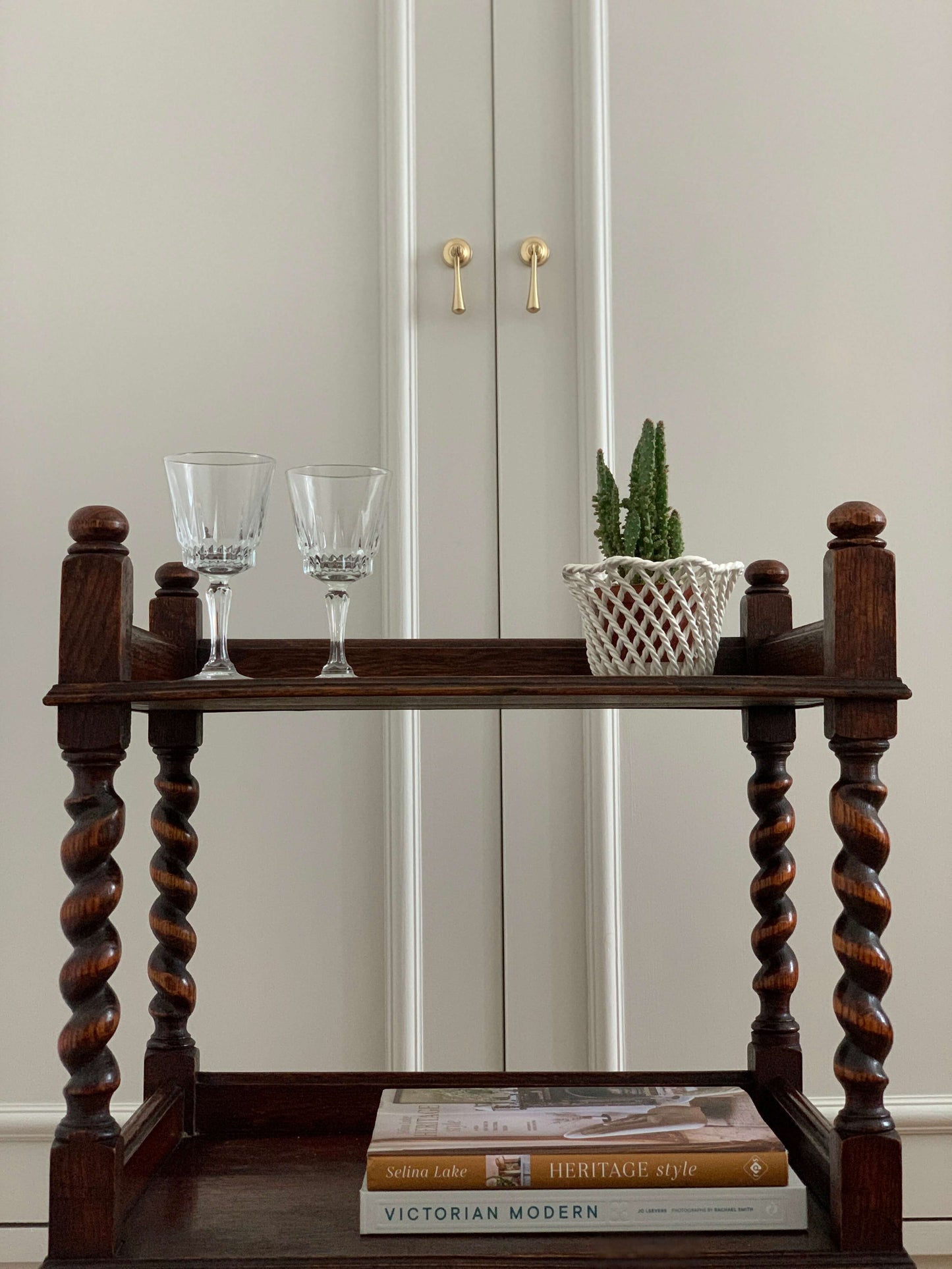 Antique barley twist bar cart