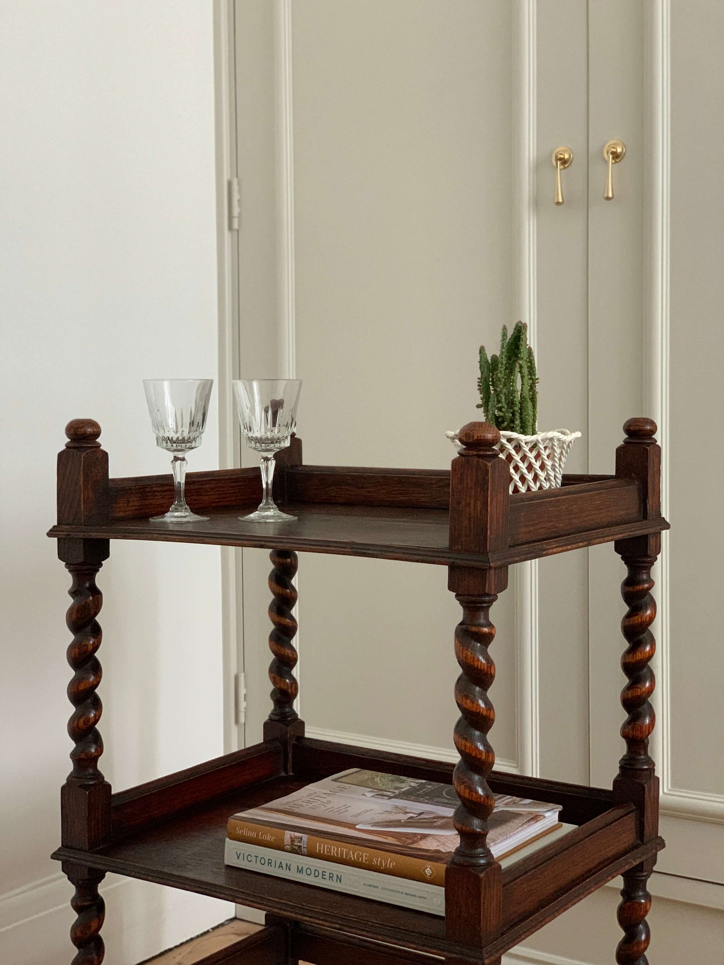 Antique barley twist bar cart