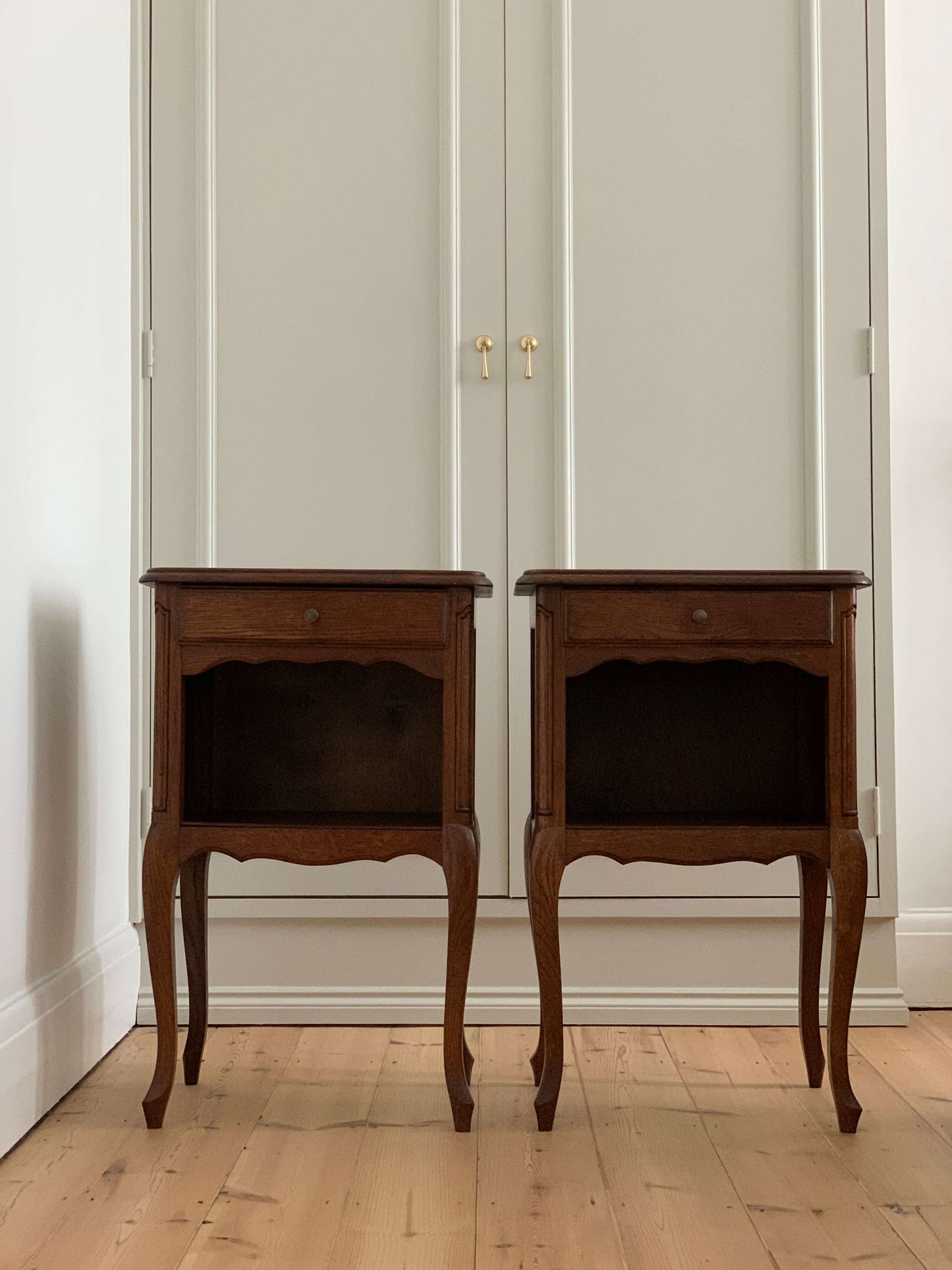 Pair of antique French oak bedside tables