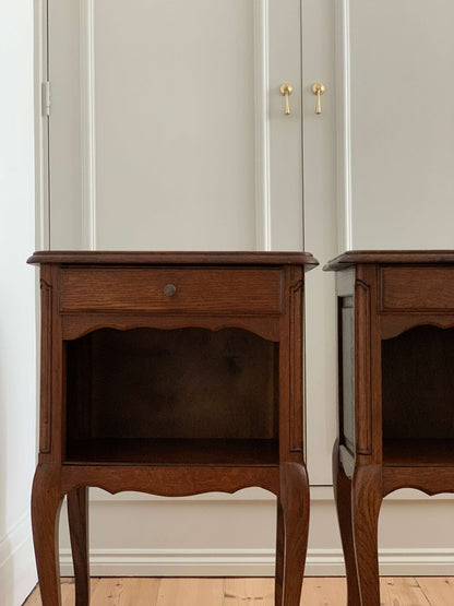 Pair of antique French oak bedside tables