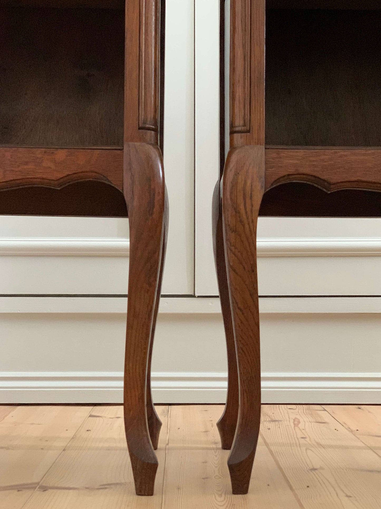 Pair of antique French oak bedside tables