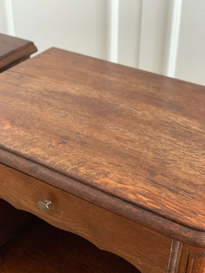 Pair of antique French oak bedside tables