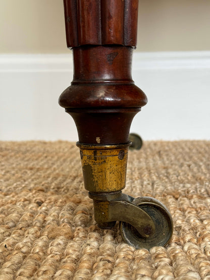 Victorian writing desk on brass castors