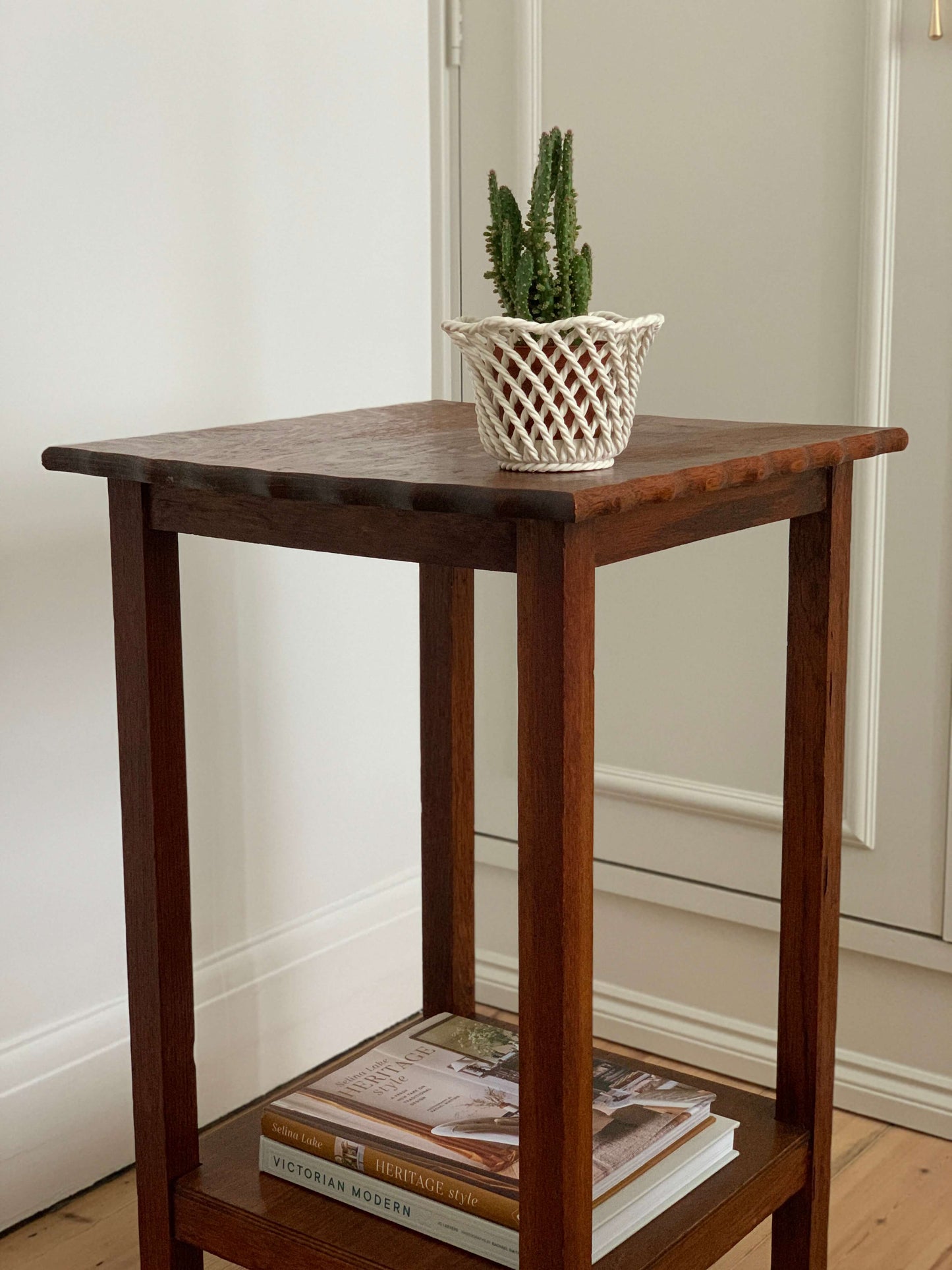 Vintage scallop-edged side table