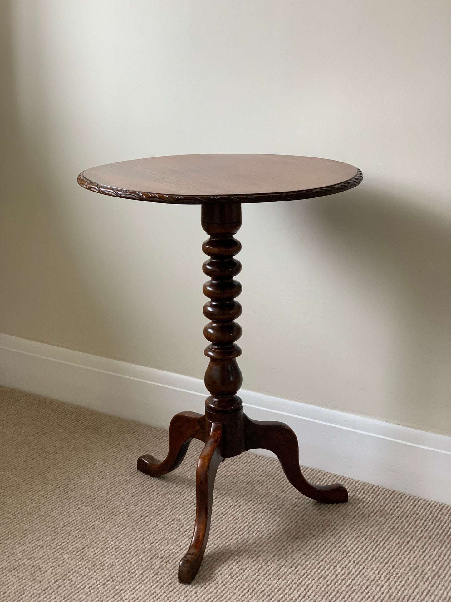 Antique bobbin occasional table on splayed legs