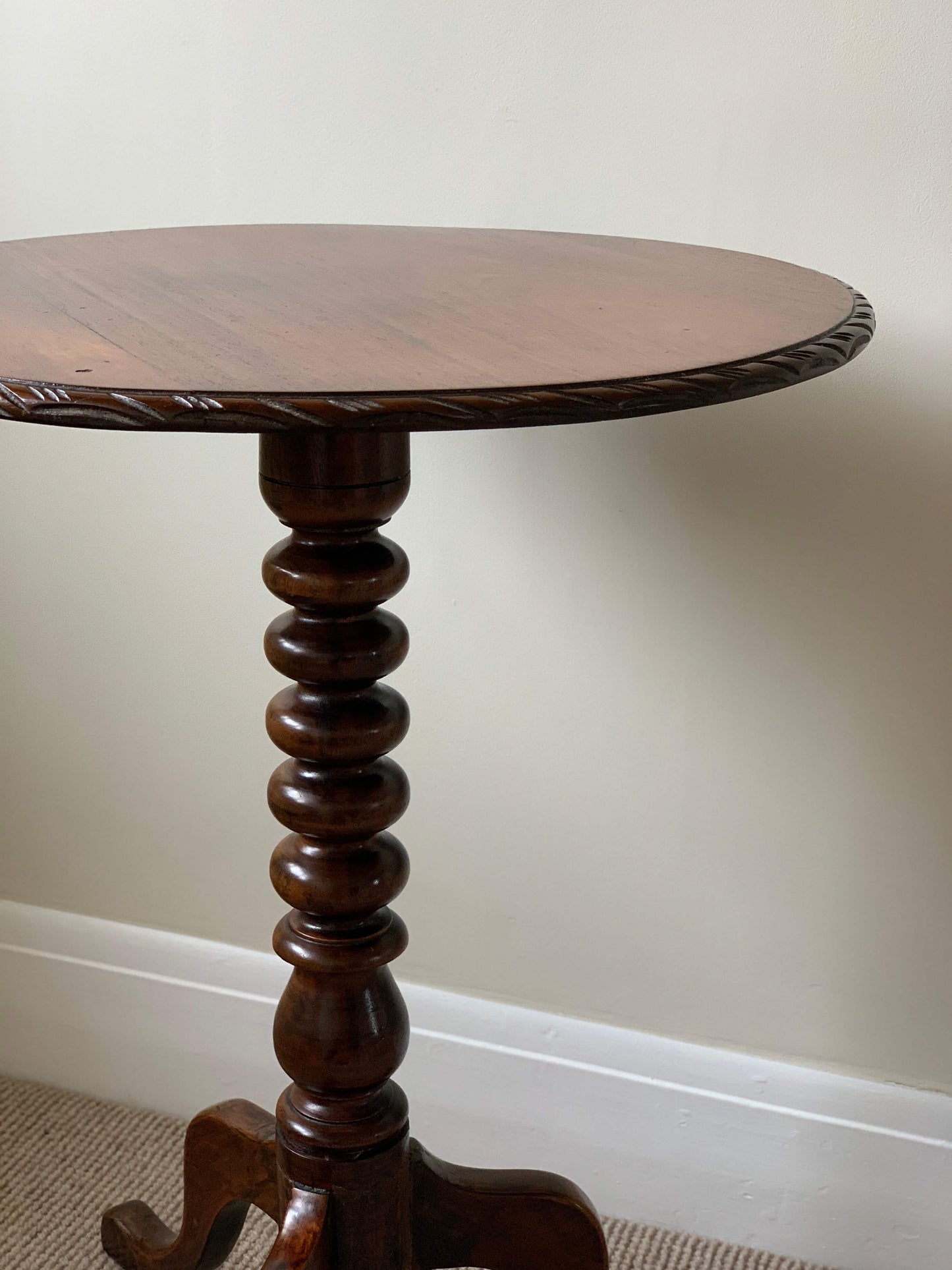 Antique bobbin occasional table on splayed legs