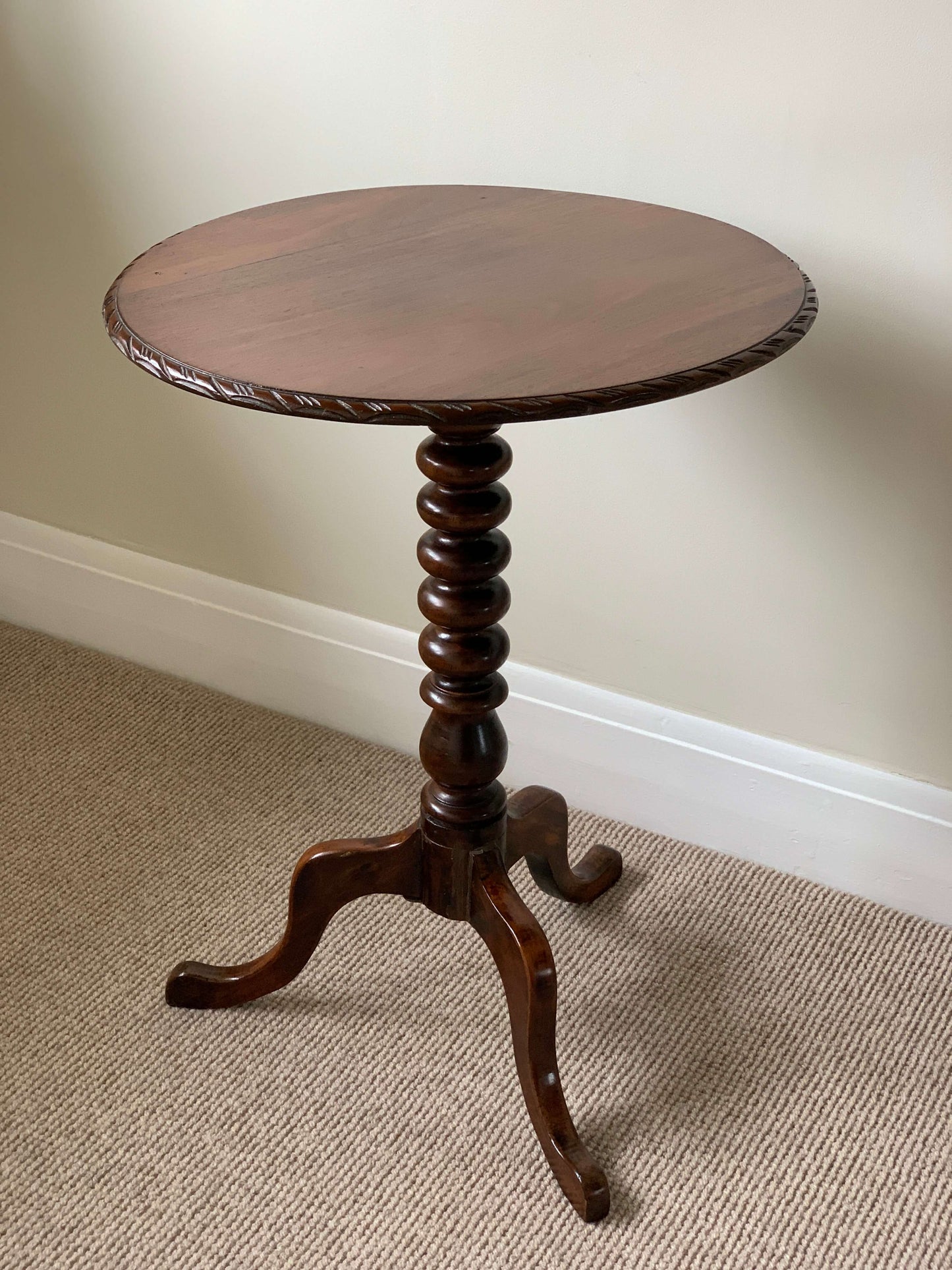 Antique bobbin occasional table on splayed legs