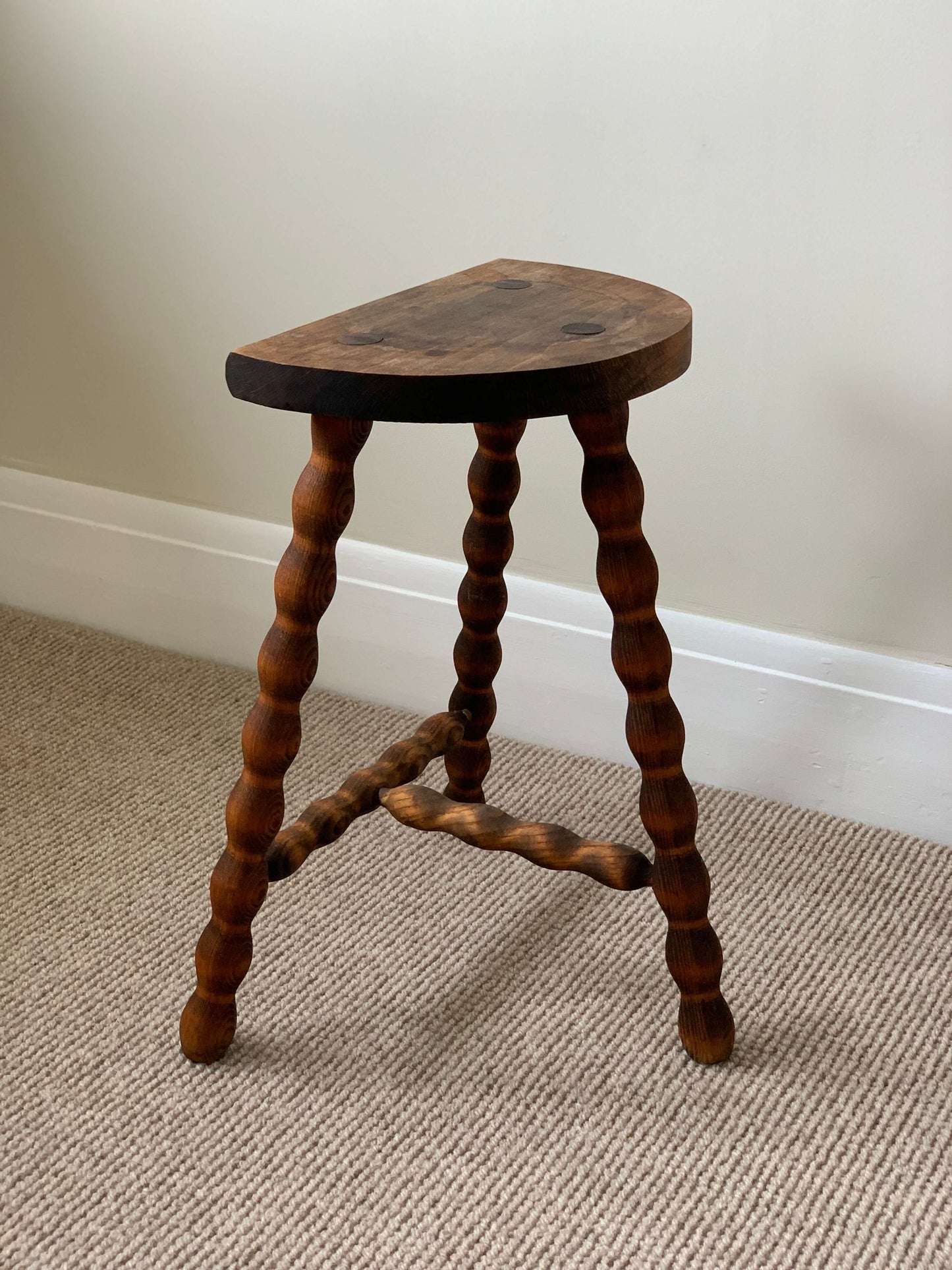 French antique demilune bobbin stool