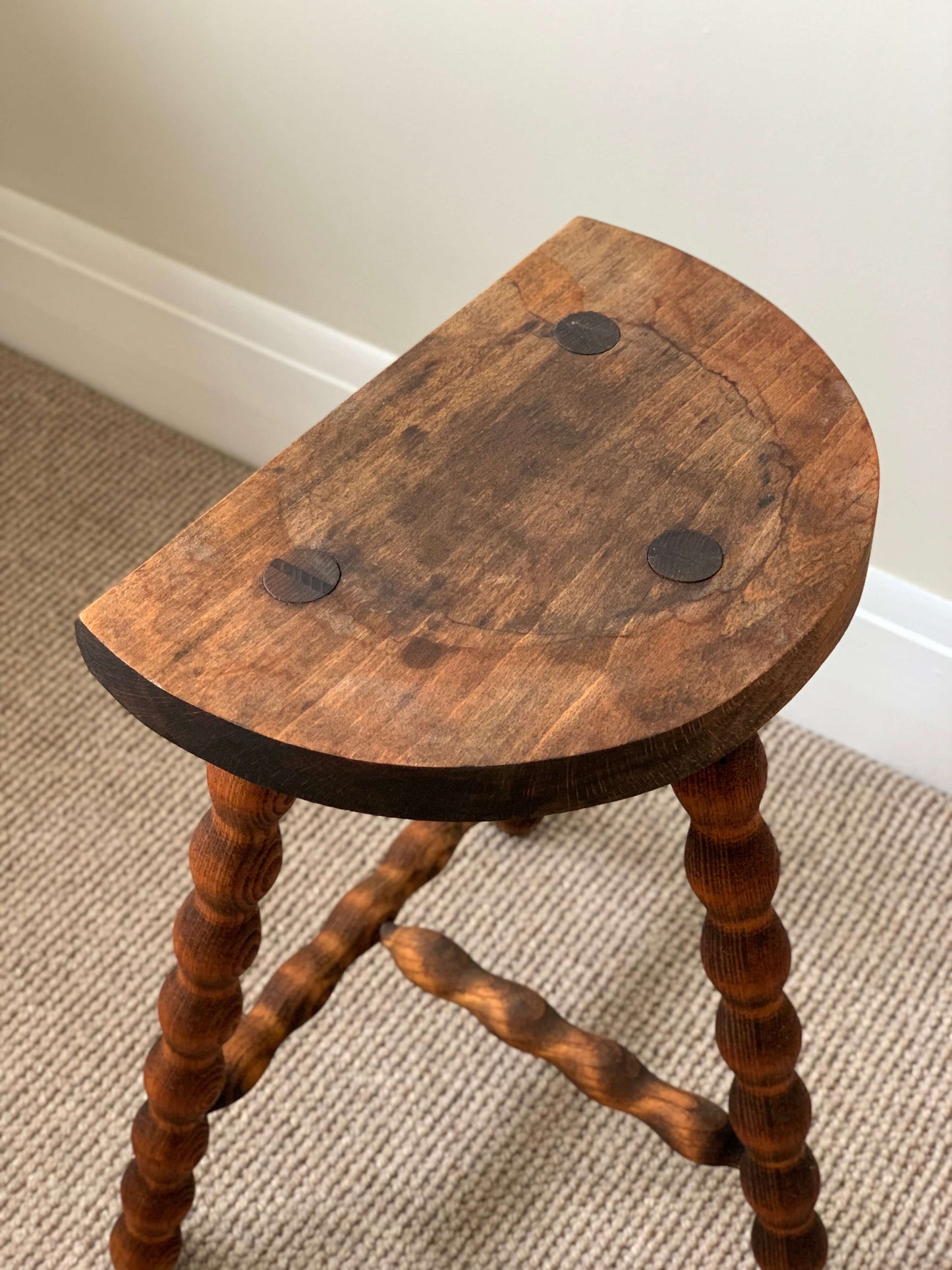 French antique demilune bobbin stool