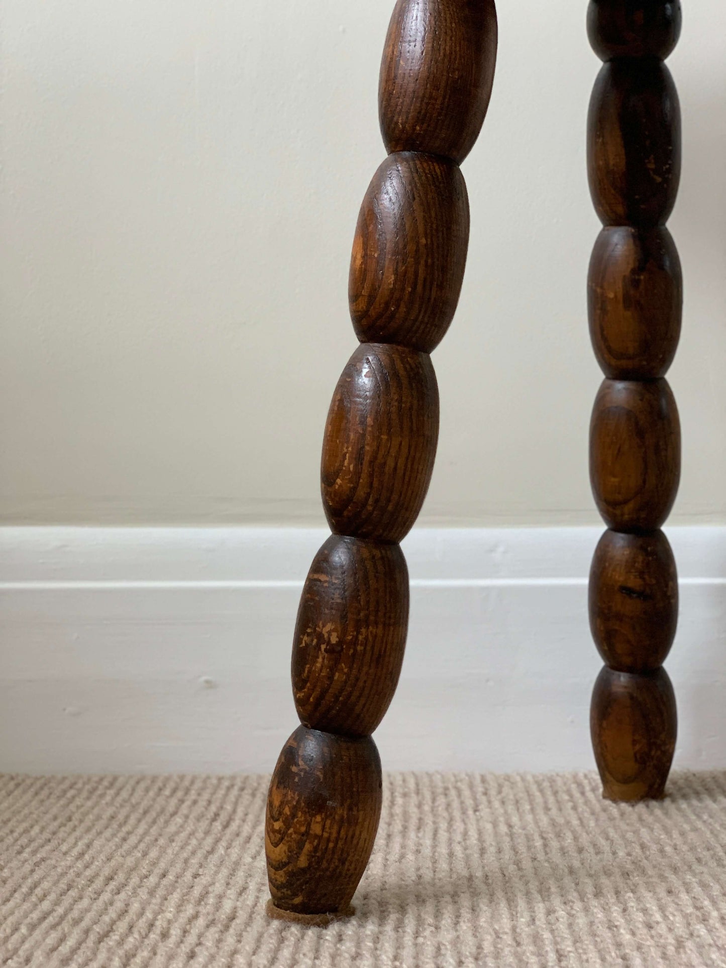 French antique chunky bobbin stool