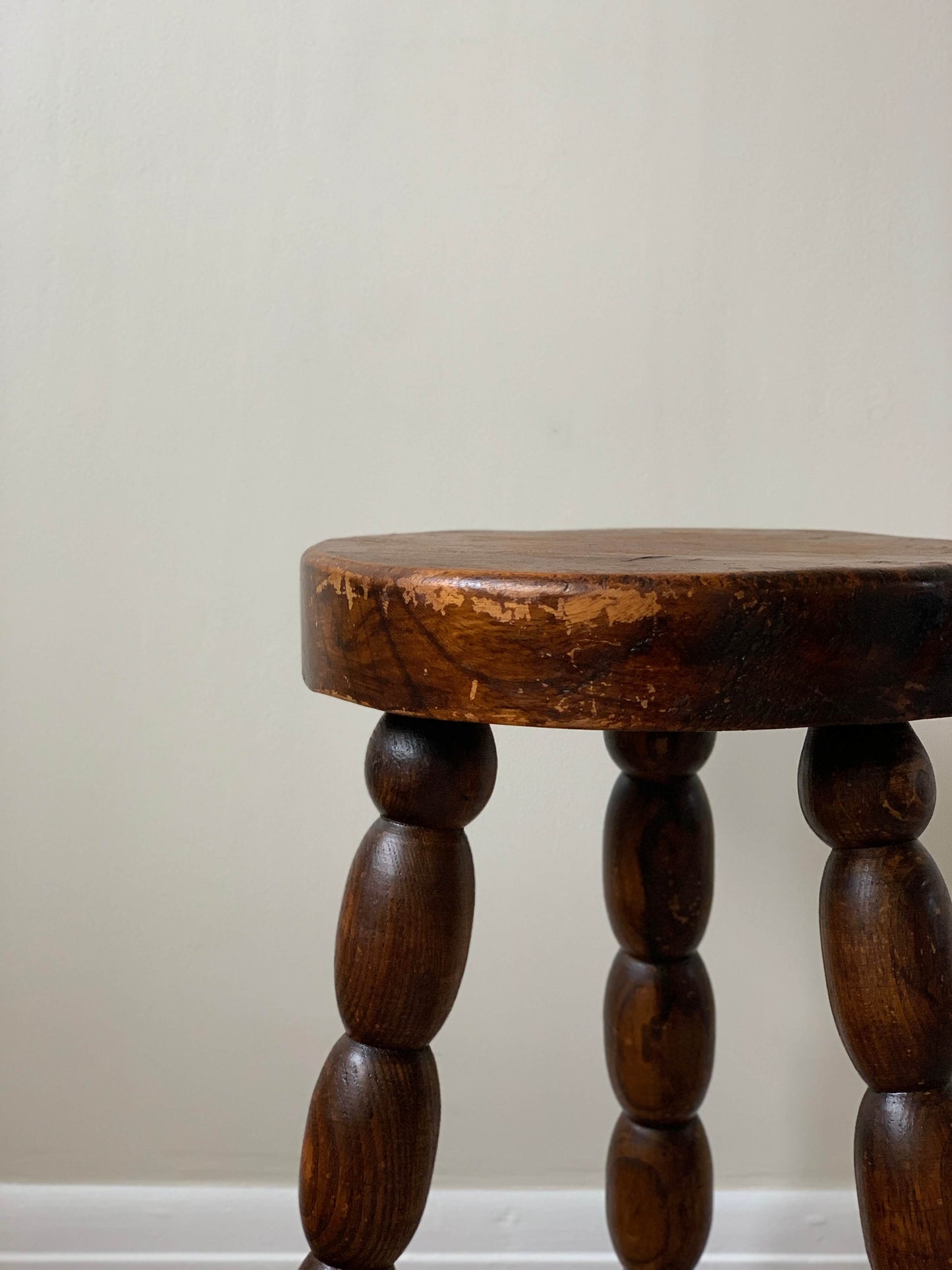 French antique chunky bobbin stool