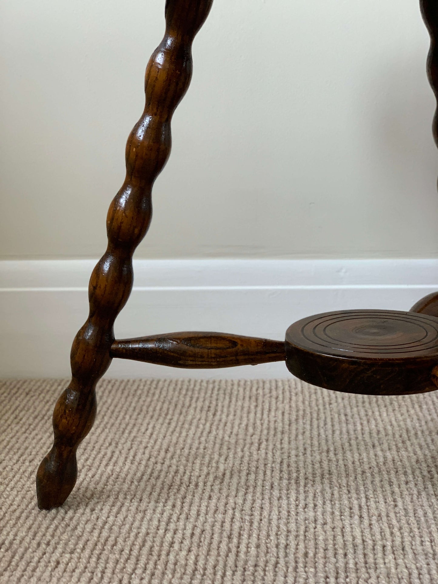 French antique circular bobbin table