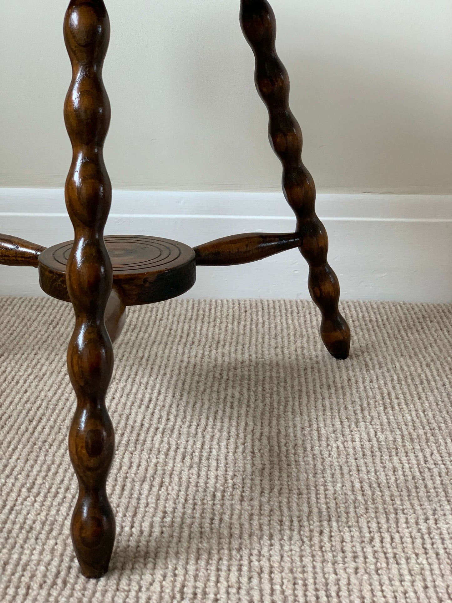 French antique circular bobbin table