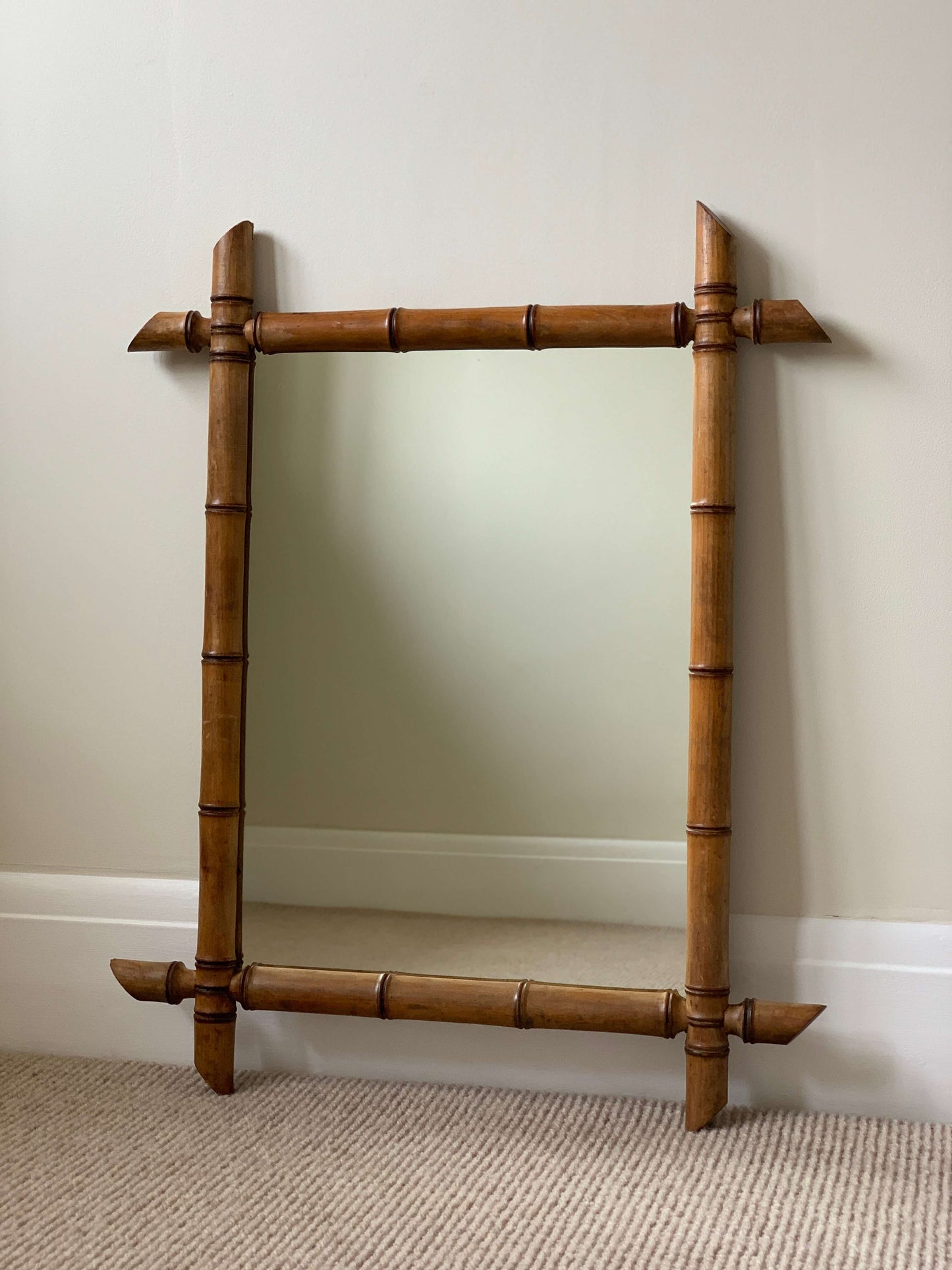 French antique light faux bamboo mirror