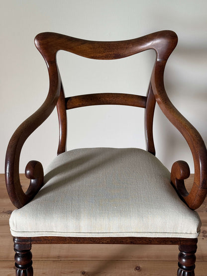 Georgian mahogany carver chair with upholstered seat