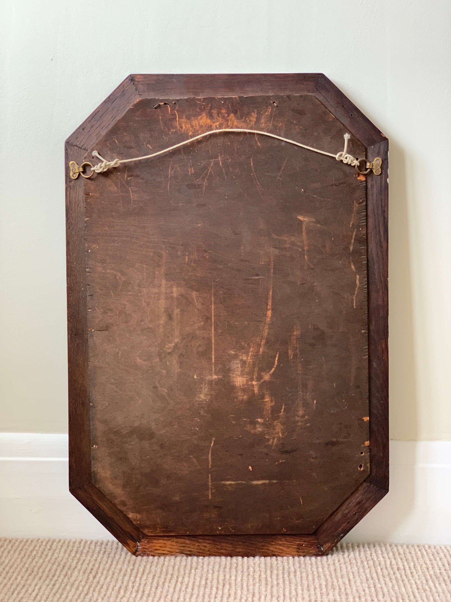 Antique oak octagonal bevelled mirror