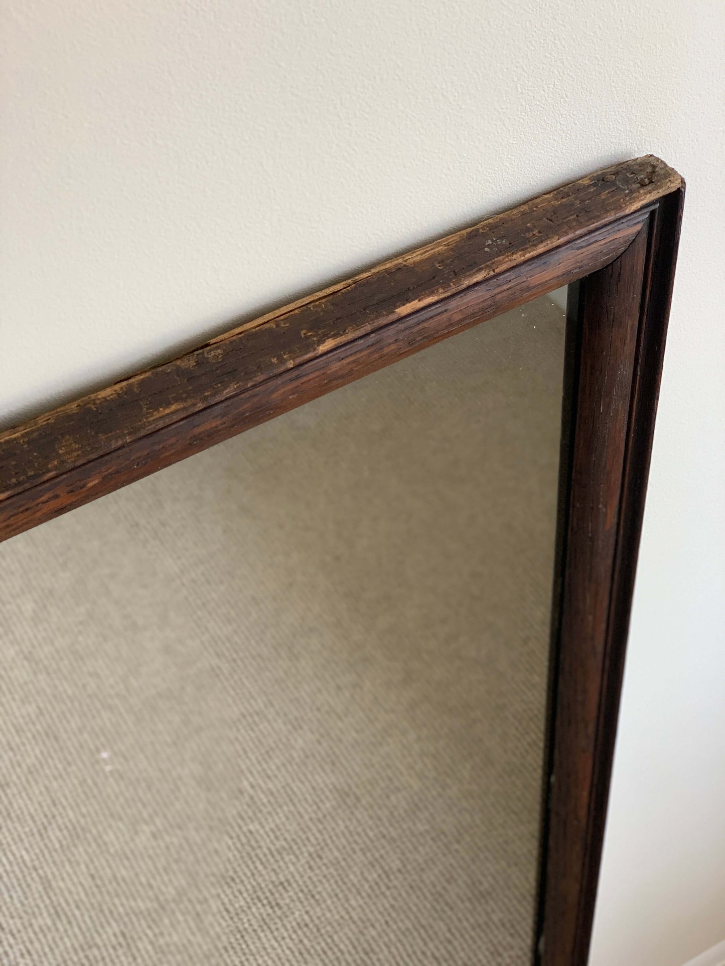 Rectangular antique oak-framed mirror