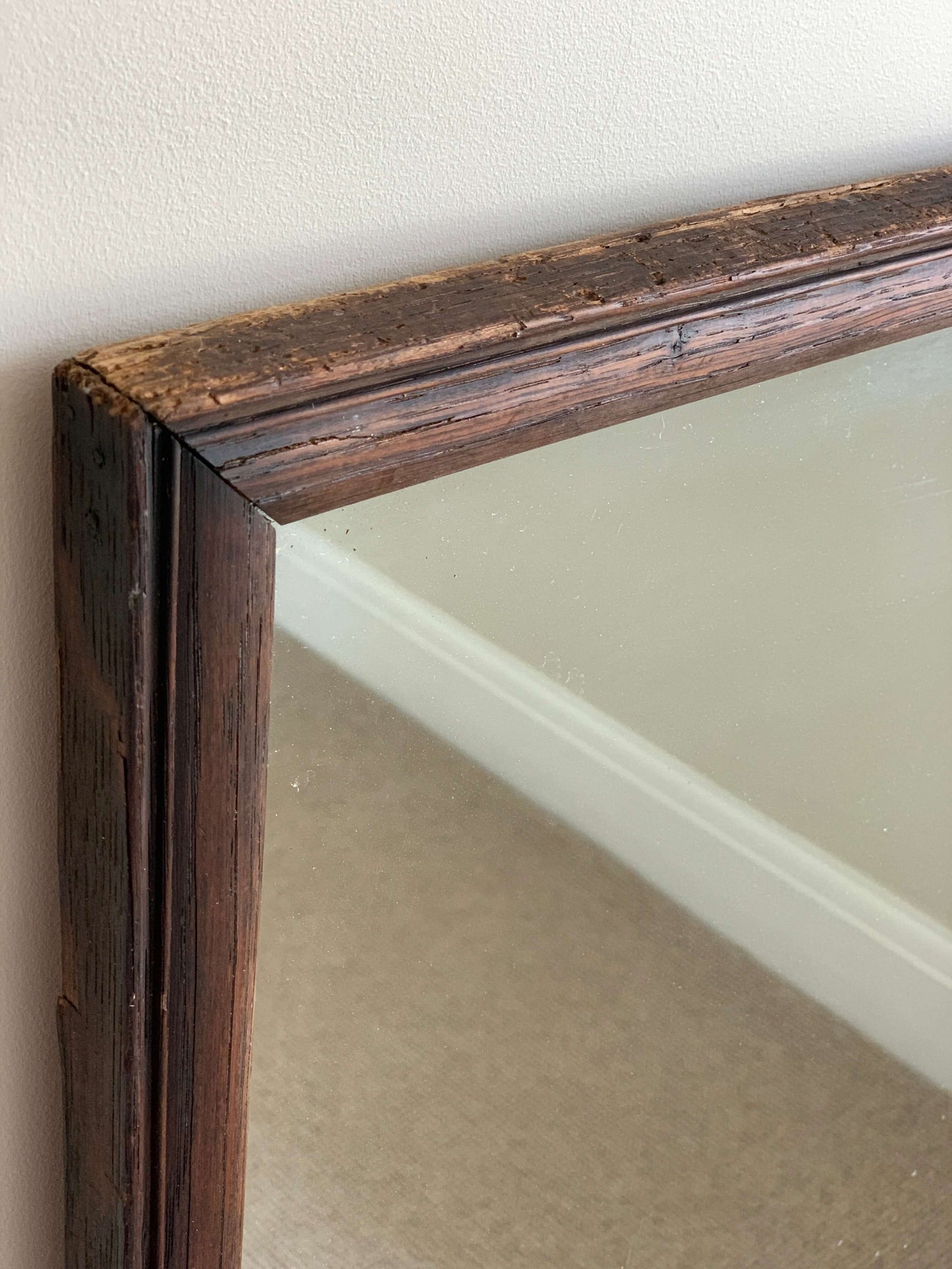 Rectangular antique oak-framed mirror