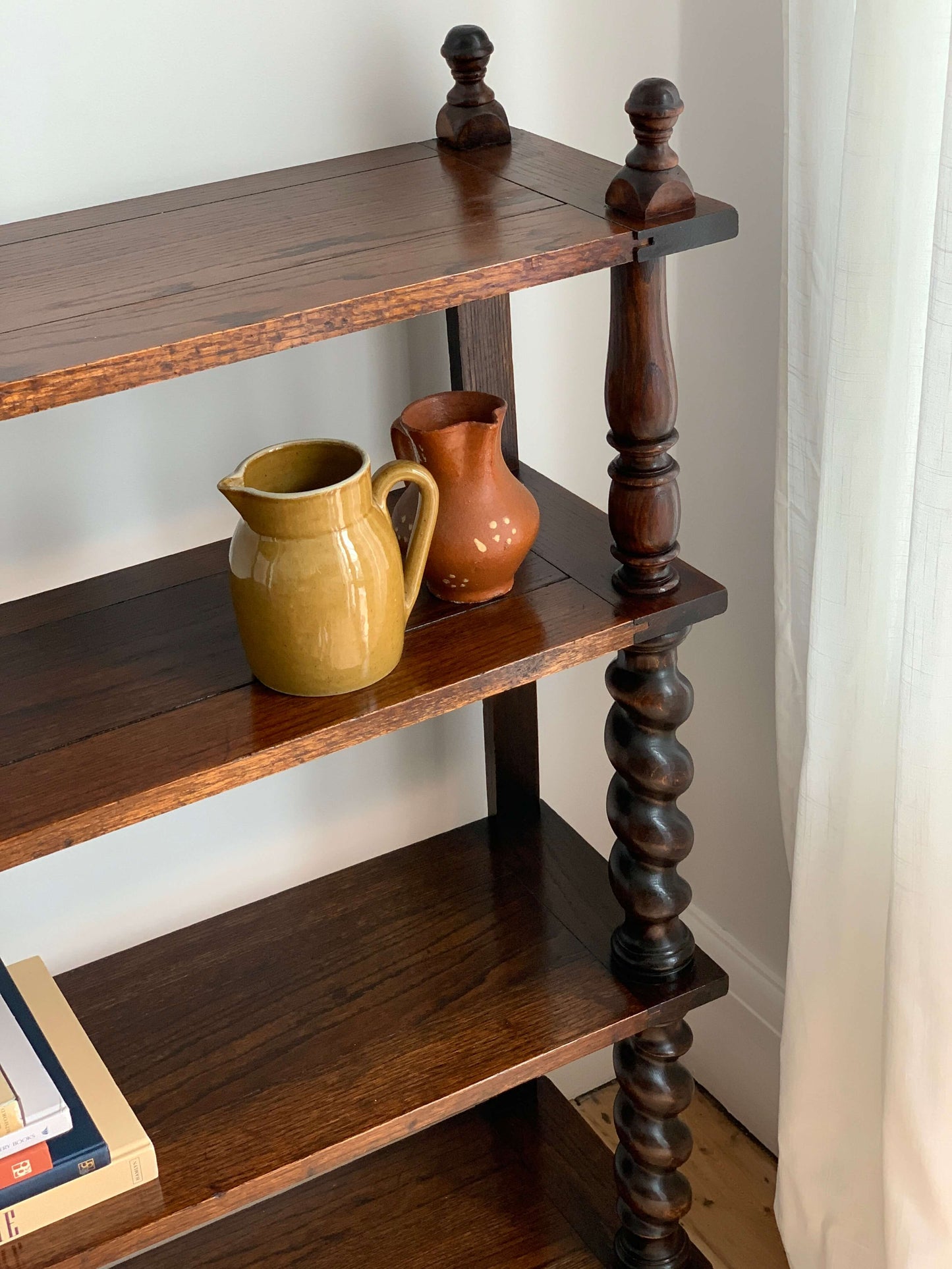 Antique barley twist freestanding shelving unit