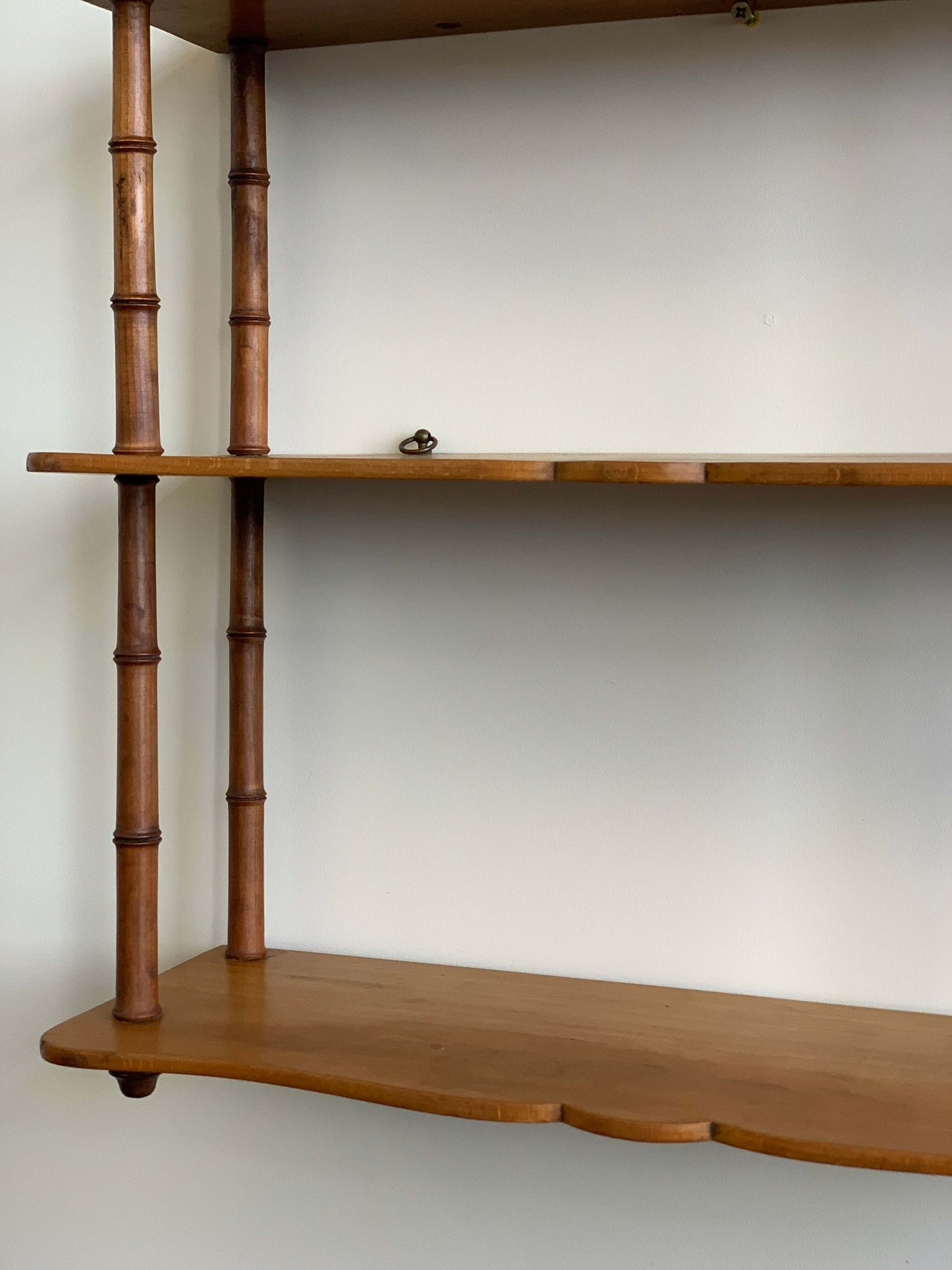 ON HOLD French vintage faux bamboo shelving unit