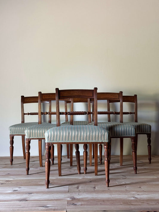 Set of six Victorian rope-twist mahogany dining chairs