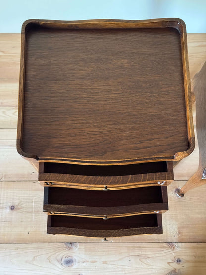Pair of French vintage bedside tables with three drawers