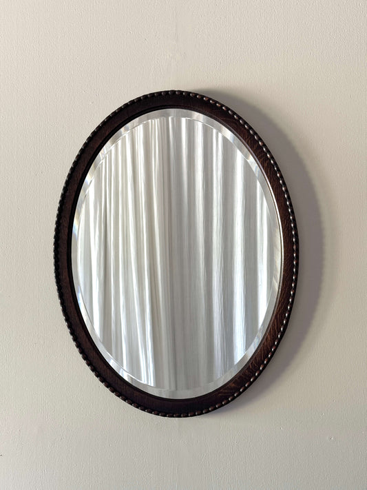 Antique oak bobbin mirror