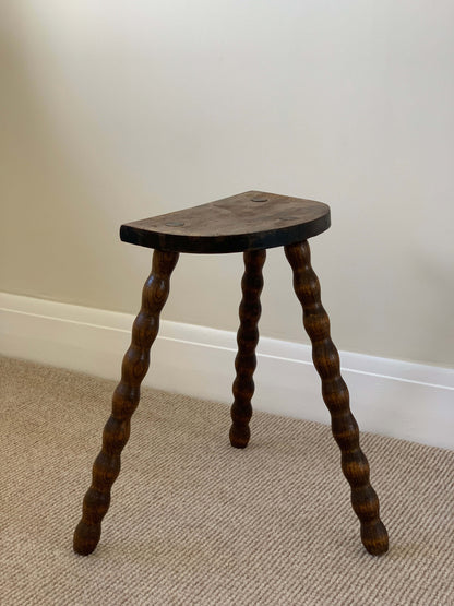 French antique demilune bobbin stool