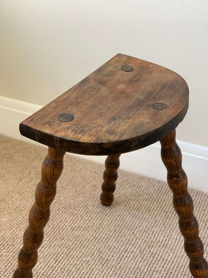 French antique demilune bobbin stool