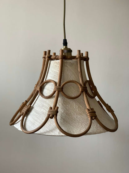 French mid-century linen pendant light