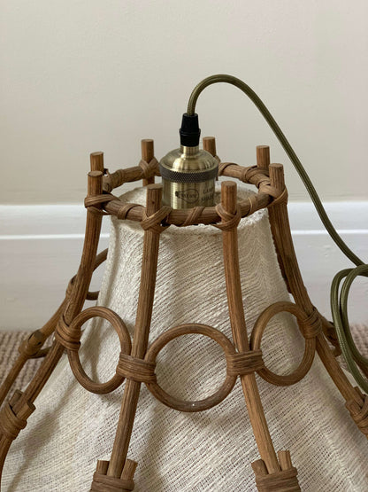 French mid-century linen pendant light