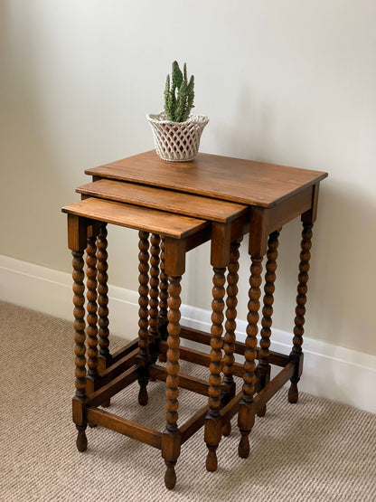 Vintage nest of three bobbin tables