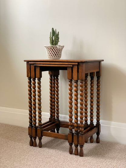 Vintage nest of three bobbin tables