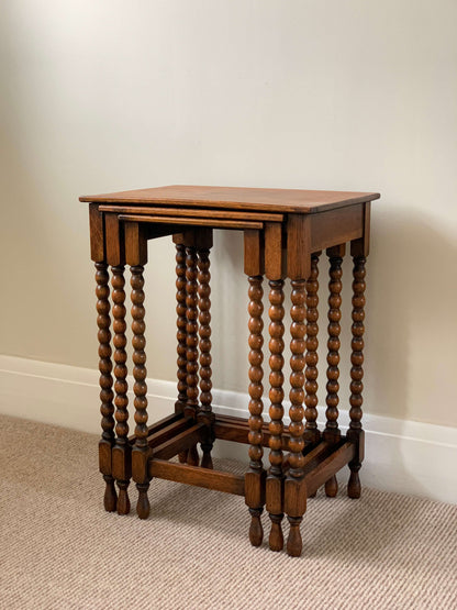 Vintage nest of three bobbin tables