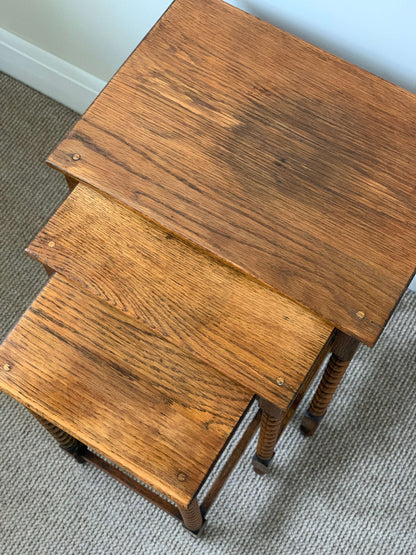 Vintage nest of three bobbin tables