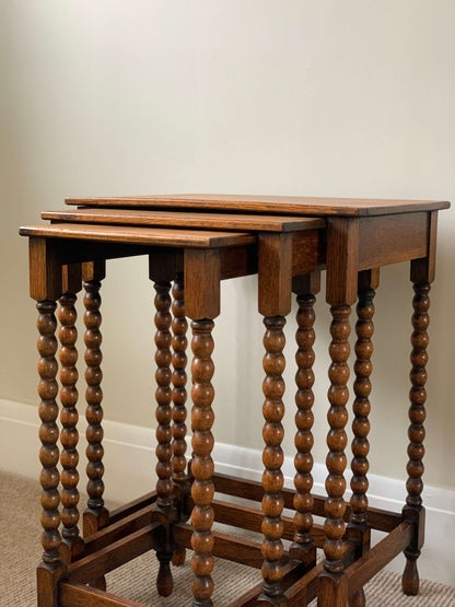 Vintage nest of three bobbin tables