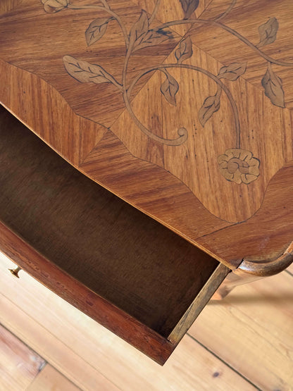 Pair of French vintage marquetry bedside tables