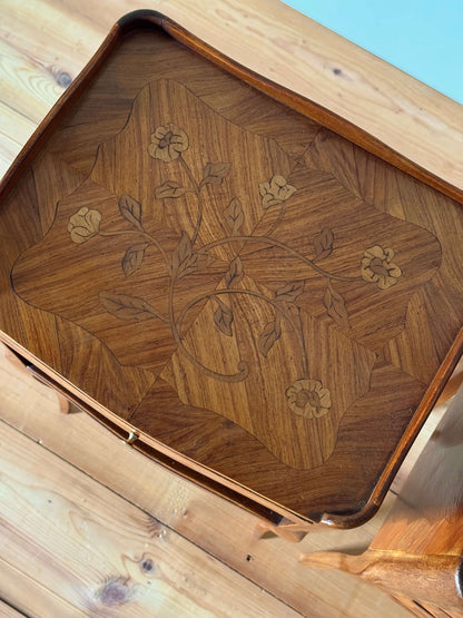 Pair of French vintage marquetry bedside tables