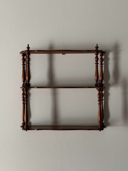 French vintage pitch pine wall-hung shelf