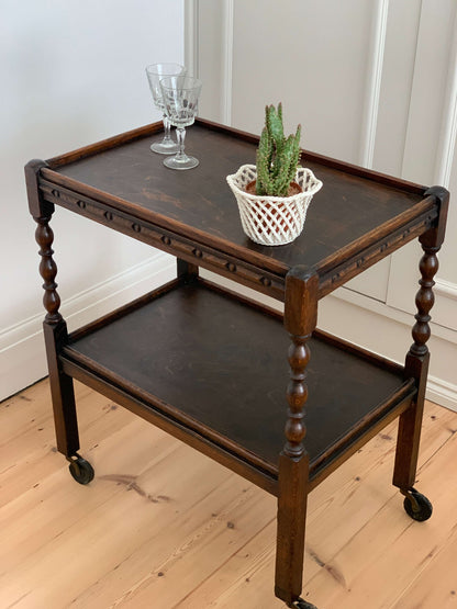 Antique bobbin bar cart